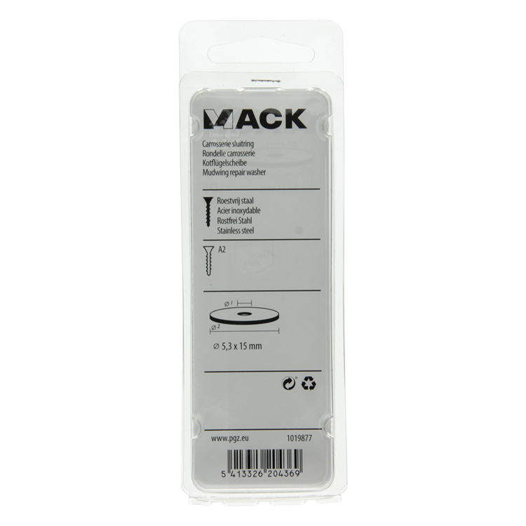 Mack 1019877 - carrosserie sluitring inox a2 10 st 5,3x15 | 10 stuks