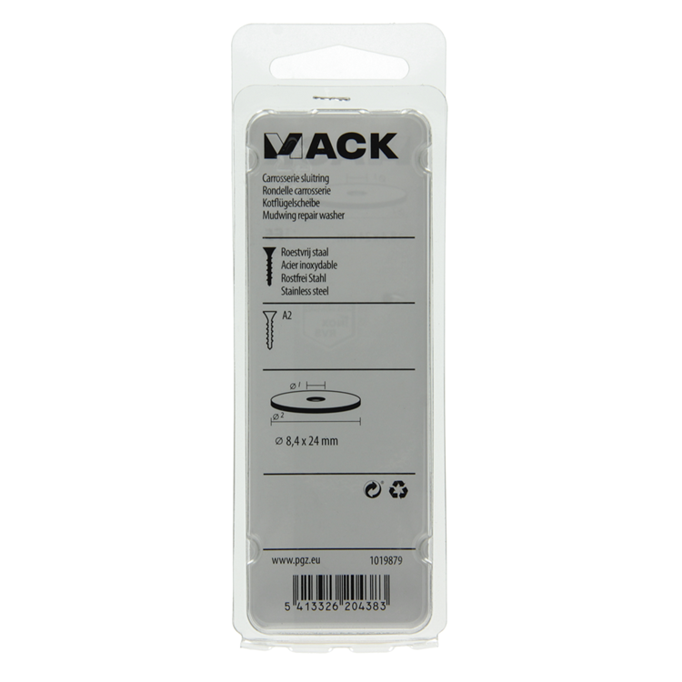 Mack 1019879 - carrosserie sluitring inox a2 4 st 8,4x24 | 10 stuks