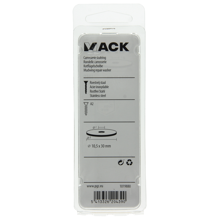 Mack 1019880 - carrosserie sluitring inox a2 3 st 10,5x30 | 10 stuks