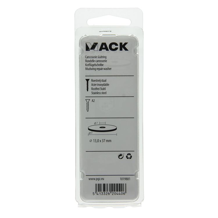 Mack 1019881 - carrosserie sluitring inox a2 2 st 13,0x37 | 10 stuks