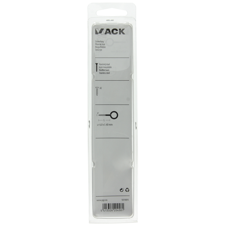 Mack 1019895 - schroefoog roestvrijstaal 1 st6,0x60 mm | 5 stuks