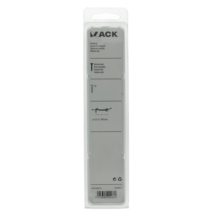 Mack 1019903 - windhaak roestvrijstaal 1 st 4,5 x 100mm | 5 stuks