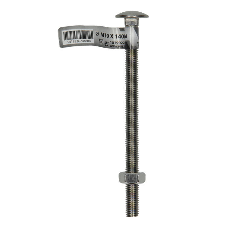 Mack 1019922 - houtbout + moer roestvrijstaal 1 st m10 x 140mm | 10 stuks