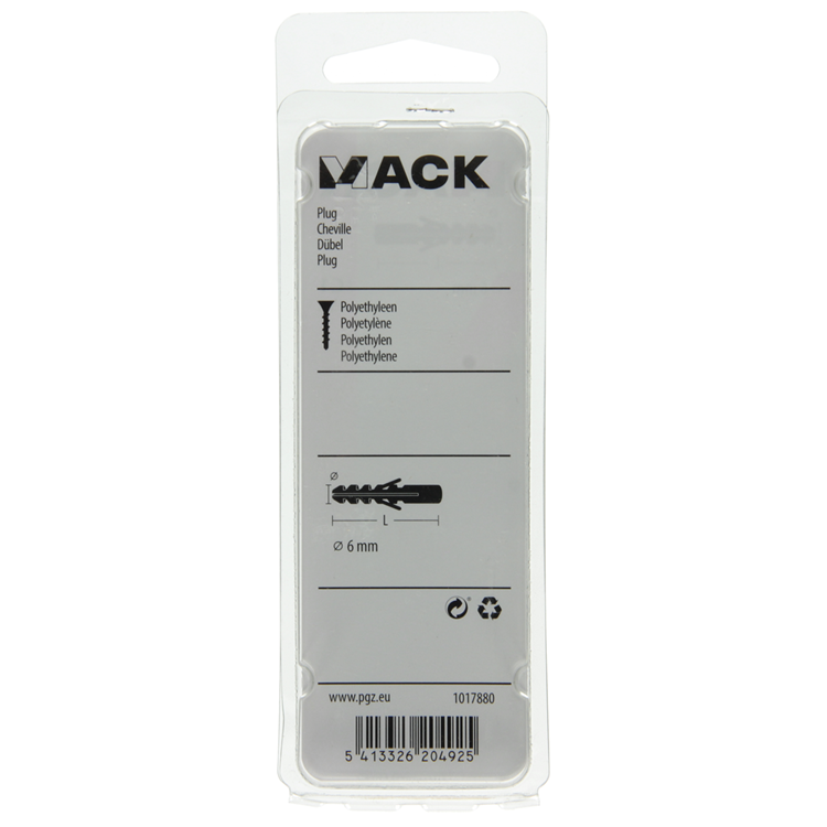 Mack 1017880 - plug polyethyleen 25 st 6 mm | 5 stuks