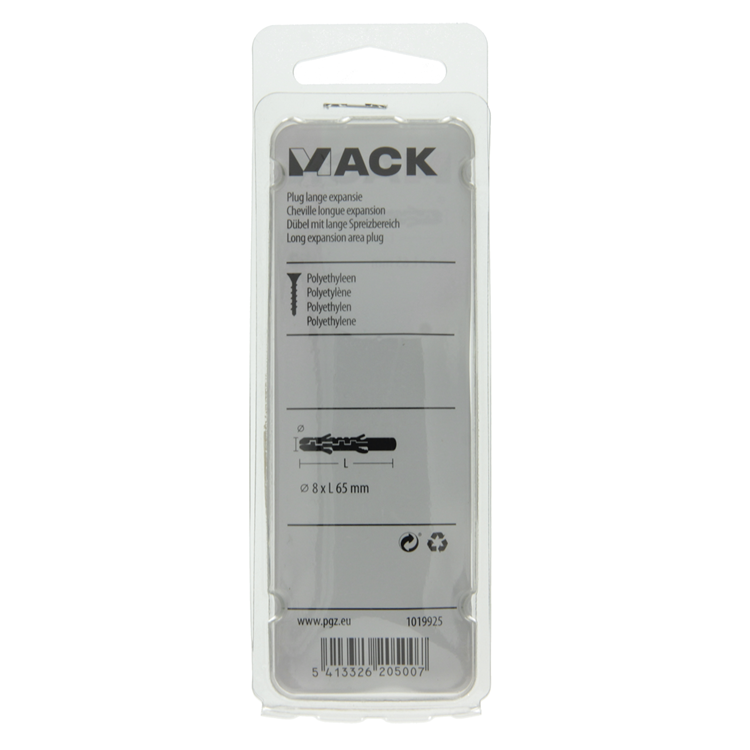 Mack 1019925 - plug lange expansie polyethyl 10 st 8 x 65 mm | 5 stuks