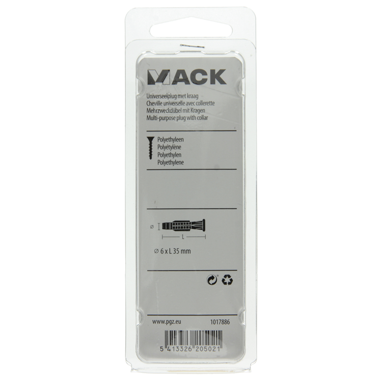 Mack 1017886 - universeelplug met kraag polyethyl.20st 6 x 35 mm | 5 stuks