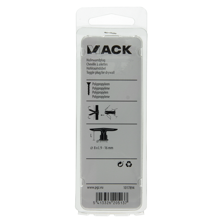 Mack 1017894 - hollewandplug nylon 4 st tb | 10 stuks