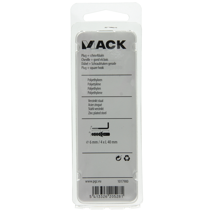 Mack 1017900 - plug + schroefduim polyeth 8 st 6mm 4x40mm | 5 stuks
