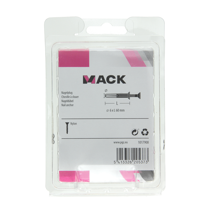 Mack 1017908 - nylon nagelplug polyamide 10 st 6 x 60 mm | 5 stuks