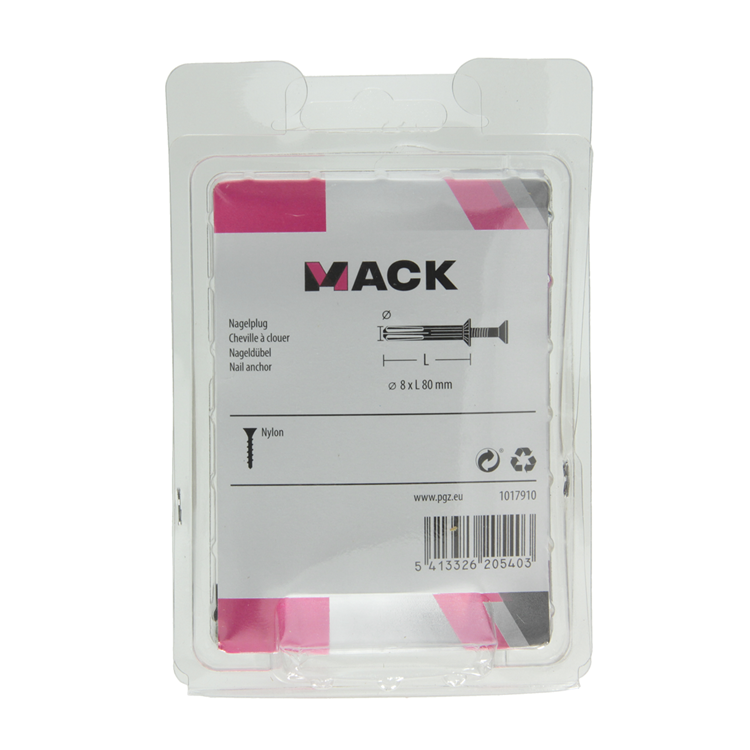 Mack 1017910 - nylon nagelplug polyamide 8 st 8 x 80 mm | 5 stuks