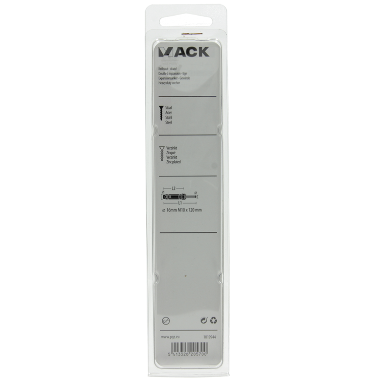 Mack 1019944 - keilbout met draadst. verzinkt2 st m10 x 120mm | 5 stuks