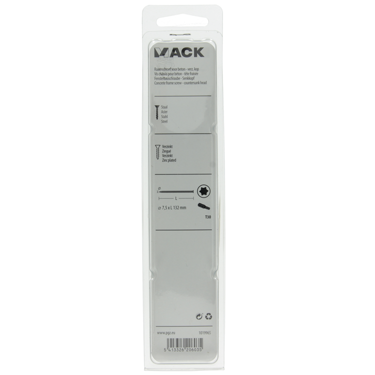 Mack 1019965 - beton raamschroef verzinkt vz kop 8 st 7,5 x132 mm | 5 stuks