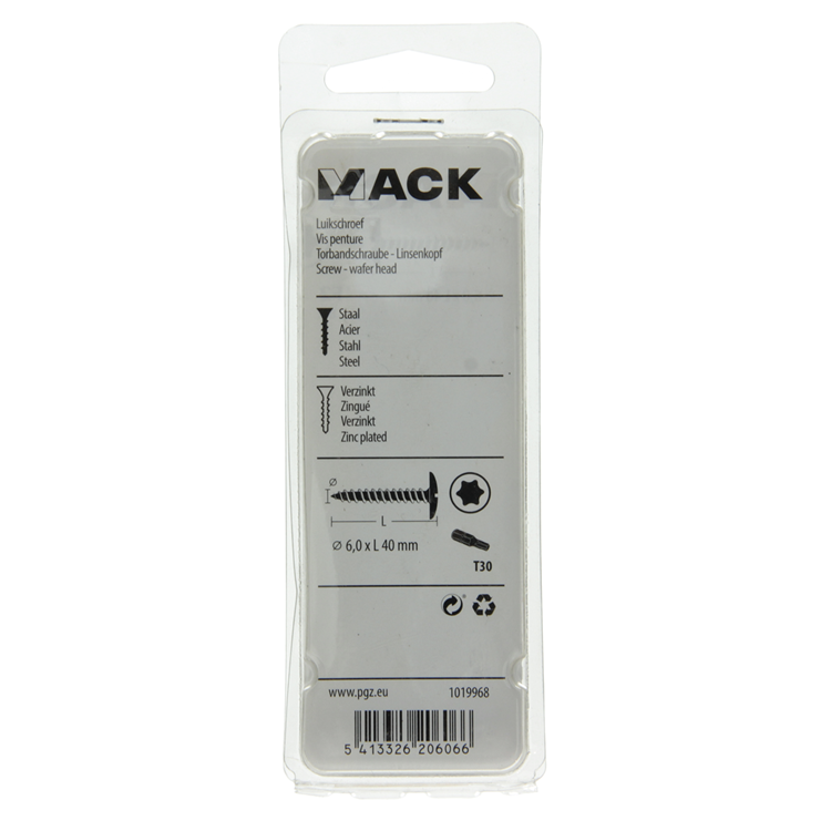 Mack 1019968 - luikschroef zwart 6,0 x 40 mm 8st | 5 stuks