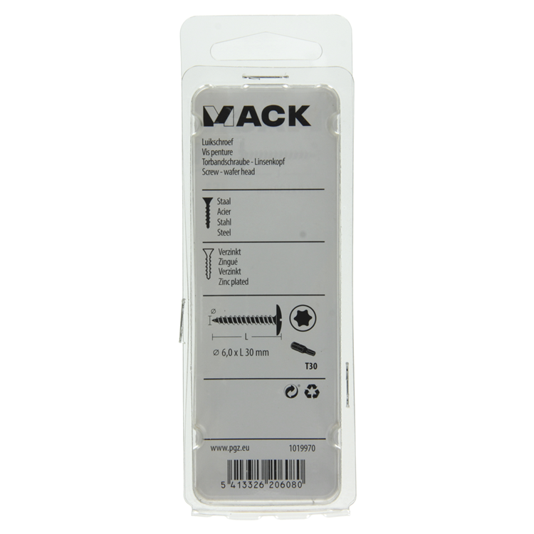 Mack 1019970 - luikschroef geel verzinkt 6,0 x 30 mm 10st | 5 stuks