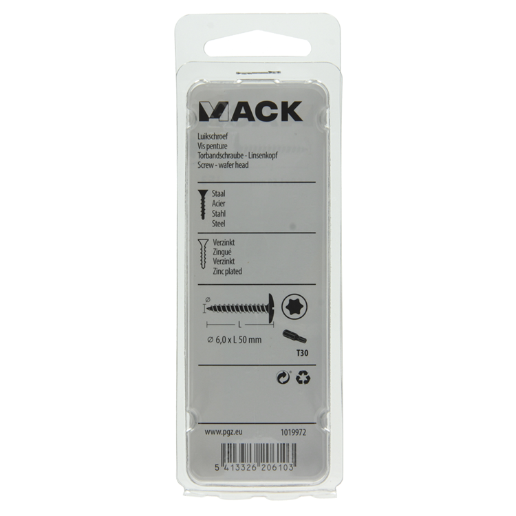 Mack 1019972 - luikschroef geel verzinkt 6,0 x 50 mm 8st | 5 stuks