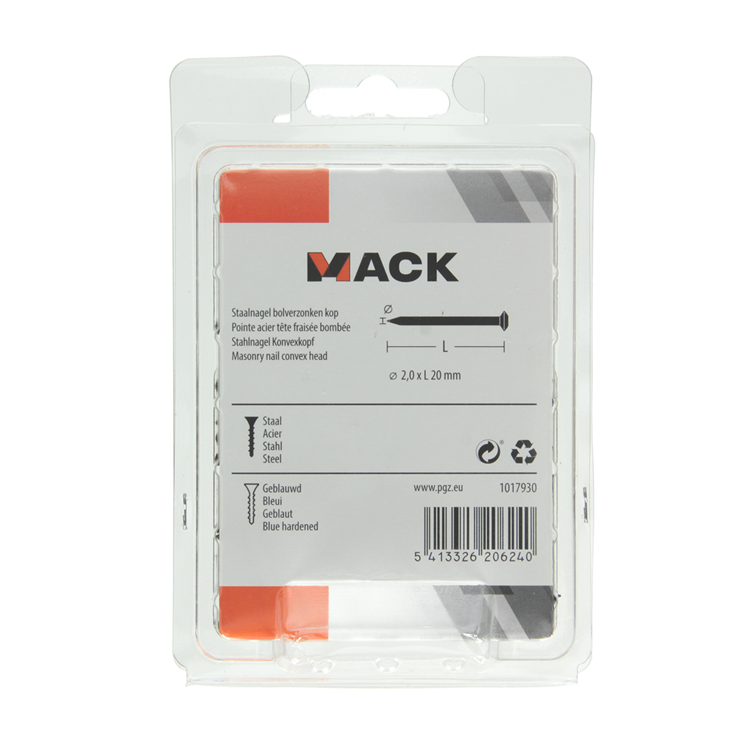 Mack 1017930 - staalnagel bvk staal geblauwd 150 gr 2,0 x 20 mm | 5 stuks