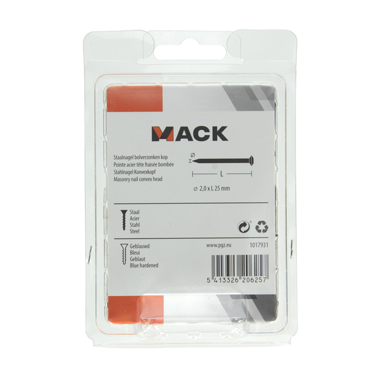Mack 1017931 - staalnagel bvk staal geblauwd 150 gr 2,0 x 25 mm | 5 stuks
