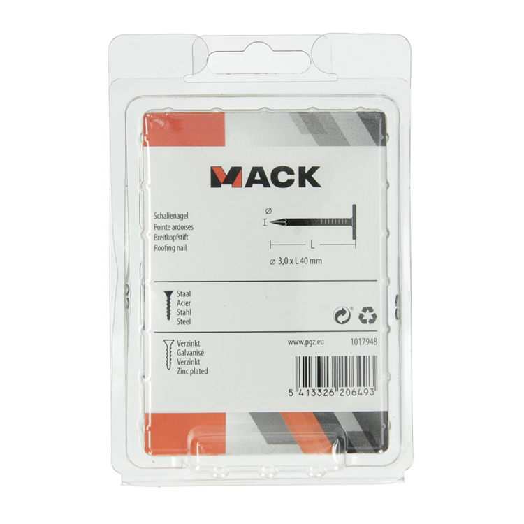 Mack 1017948 - schalienagel staal verzinkt 250 gr 3,0 x 40 mm | 5 stuks