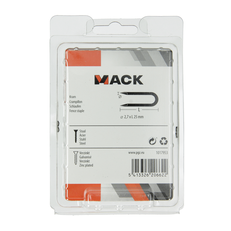 Mack 1017953 - kram staal verzinkt 250 gr 2,7 x 25 mm | 5 stuks