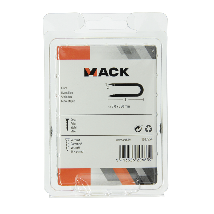 Mack 1017954 - kram staal verzinkt 250 gr 3,0 x 30 mm | 5 stuks