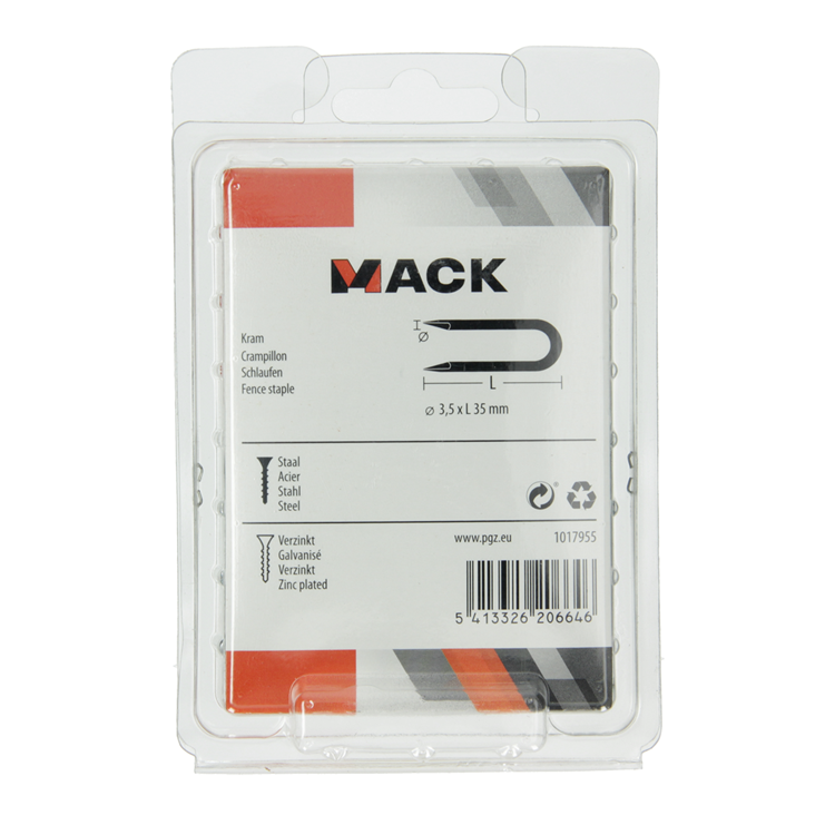 Mack 1017955 - kram staal verzinkt 250 gr 3,5 x 35 mm | 5 stuks