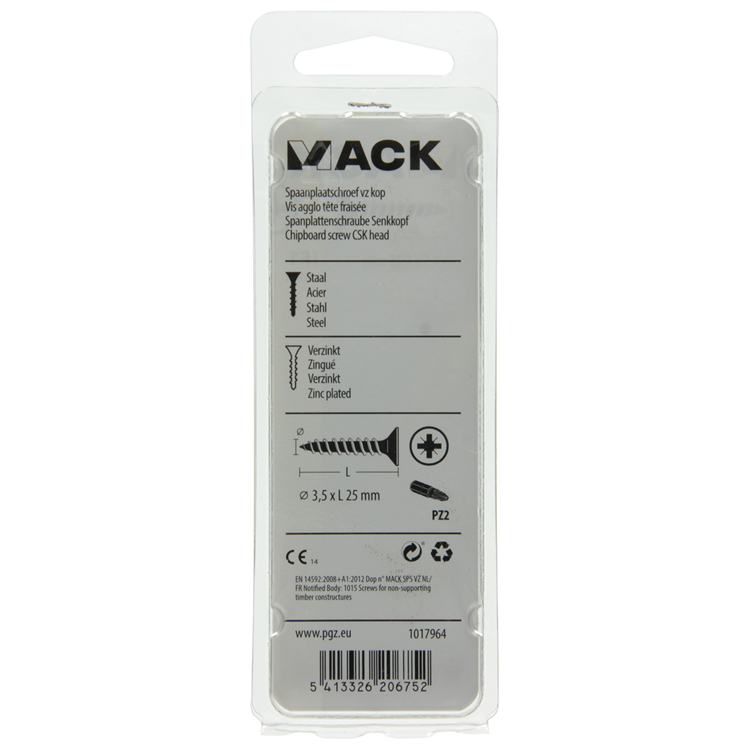 Mack 1017964 - spaanplaatschroef vz kop geelverz. 85st 3,5 x 25 mm | 5 stuks