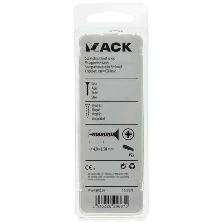 Mack 1017975 - spaanplaatschroef vz kop geelverz. 35st 4,0 x 50 mm | 5 stuks