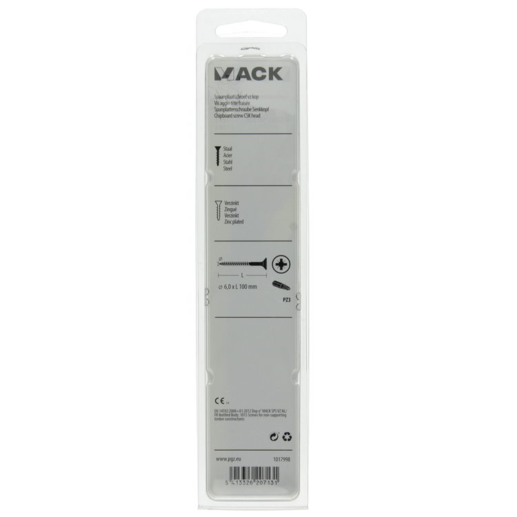 Mack 1017998 - spaanplaatschroef vz kop geelverz. 14st 6,0 x 100 mm | 5 stuks