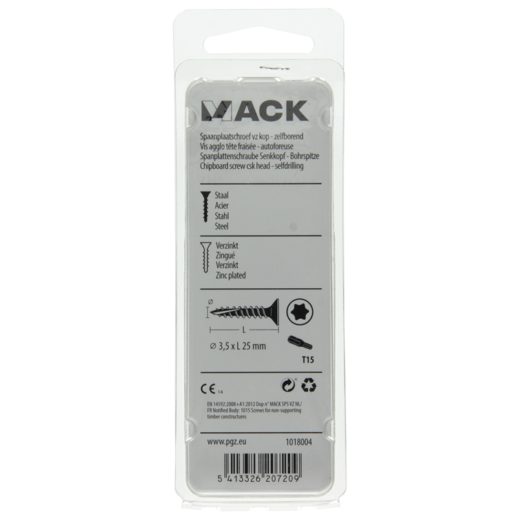 Mack 1018004 - spaanplschr.vzkop-zelfb. geelverz. 85 st 3,5 x 25 mm | 5 stuks