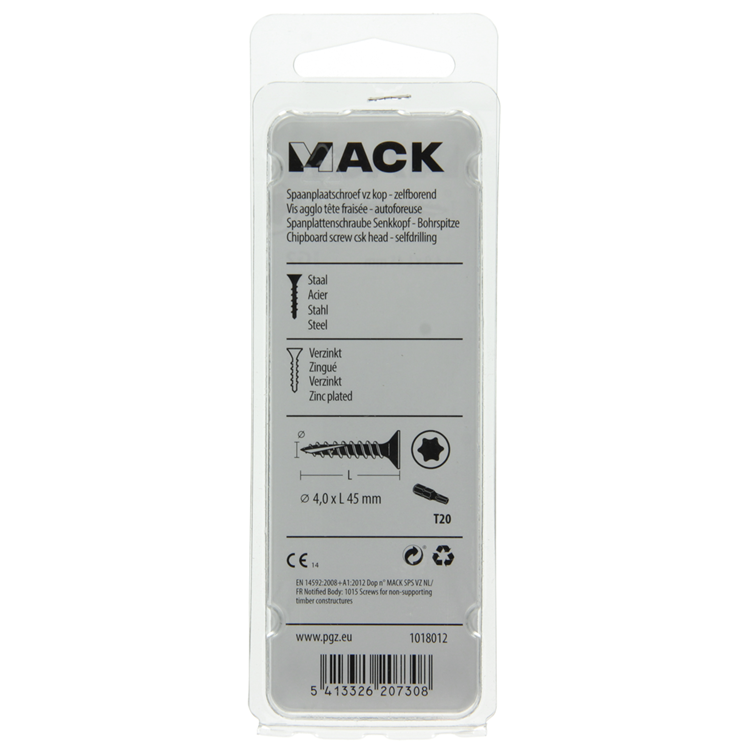 Mack 1018012 - spaanplschr.vzkop-zelfb. geelverz. 35 st 4,0 x 45 mm | 5 stuks
