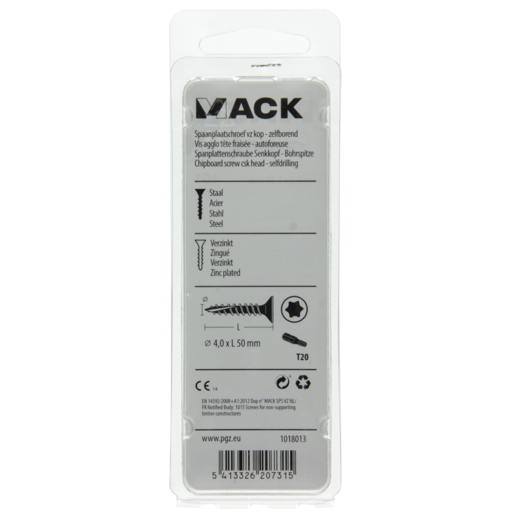 Mack 1018013 - spaanplschr.vzkop-zelfb. geelverz. 30 st 4,0 x 50 mm | 5 stuks