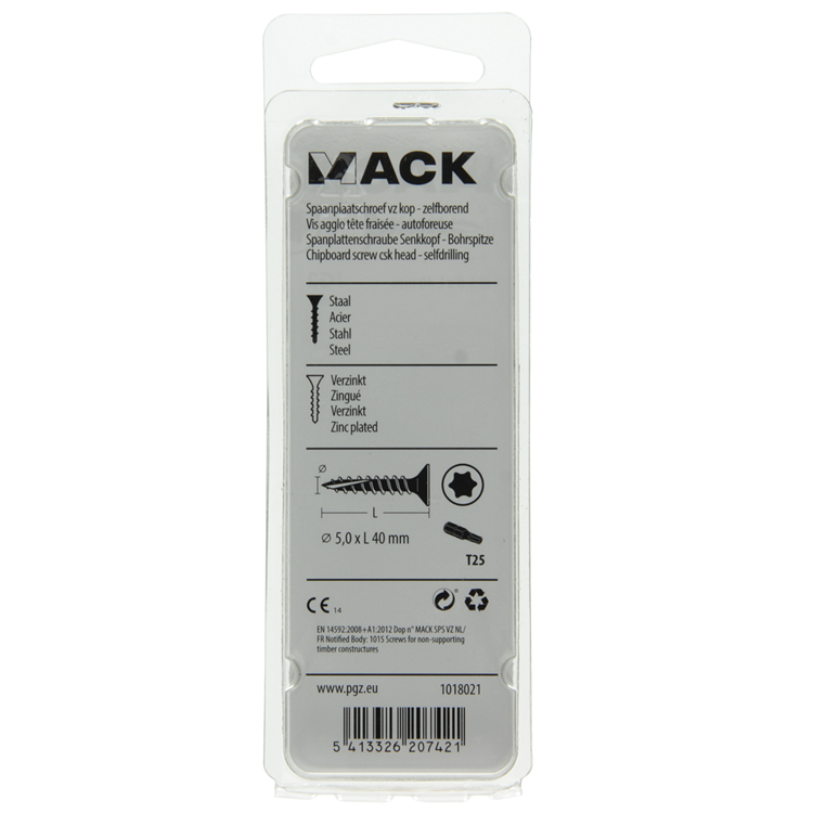 Mack 1018021 - spaanplschr.vzkop-zelfb. geelverz. 26 st 5,0 x 40 mm | 5 stuks