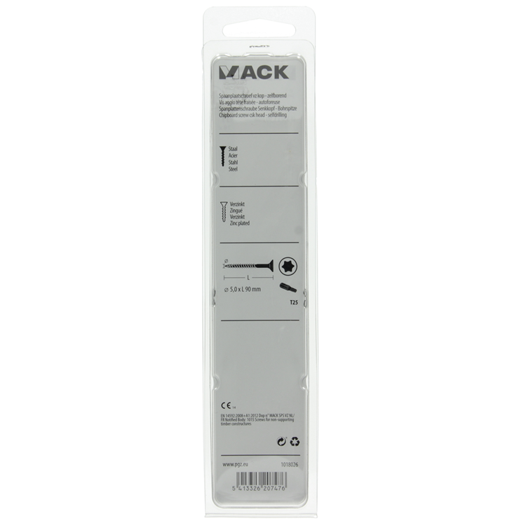 Mack 1018026 - spaanplschr.vzkop-zelfb. geelverz. 18 st 5,0 x 90 mm | 5 stuks