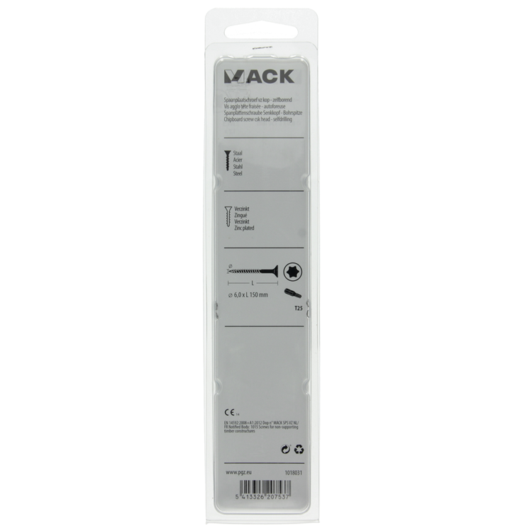 Mack 1018031 - spaanplschr.vzkop-zelfb. geelverz. 12 st 6,0 x 150 mm | 5 stuks