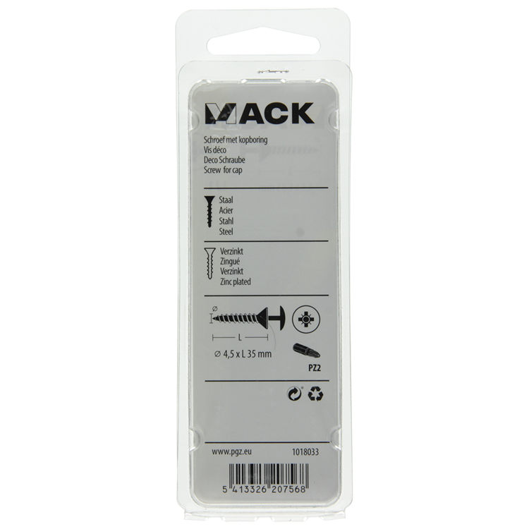 Mack 1018033 - schroef met kopboring staal verz. 35 st 4,5 x 35 mm | 5 stuks