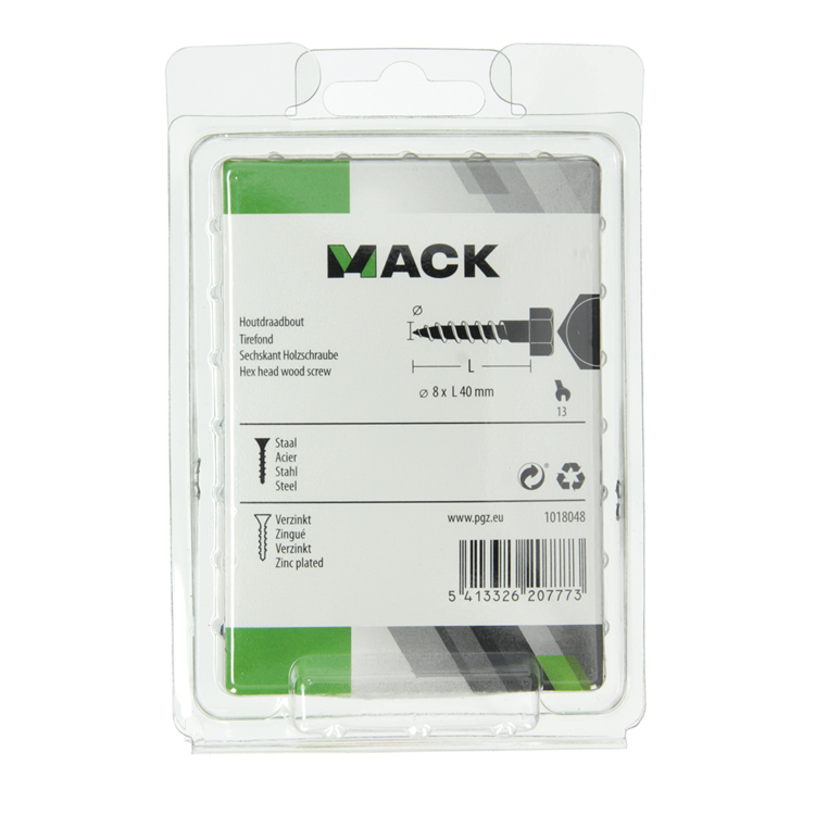 Mack 1018048 - houtdraadbout staal verzinkt 24 st 8 x 40 mm | 5 stuks