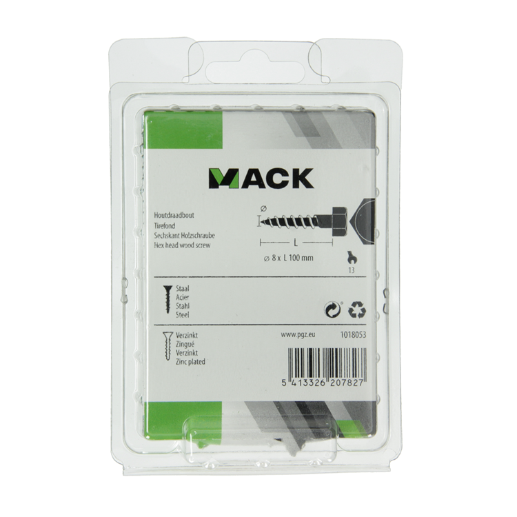 Mack 1018053 - houtdraadbout staal verzinkt 11 st 8 x 100 mm | 5 stuks