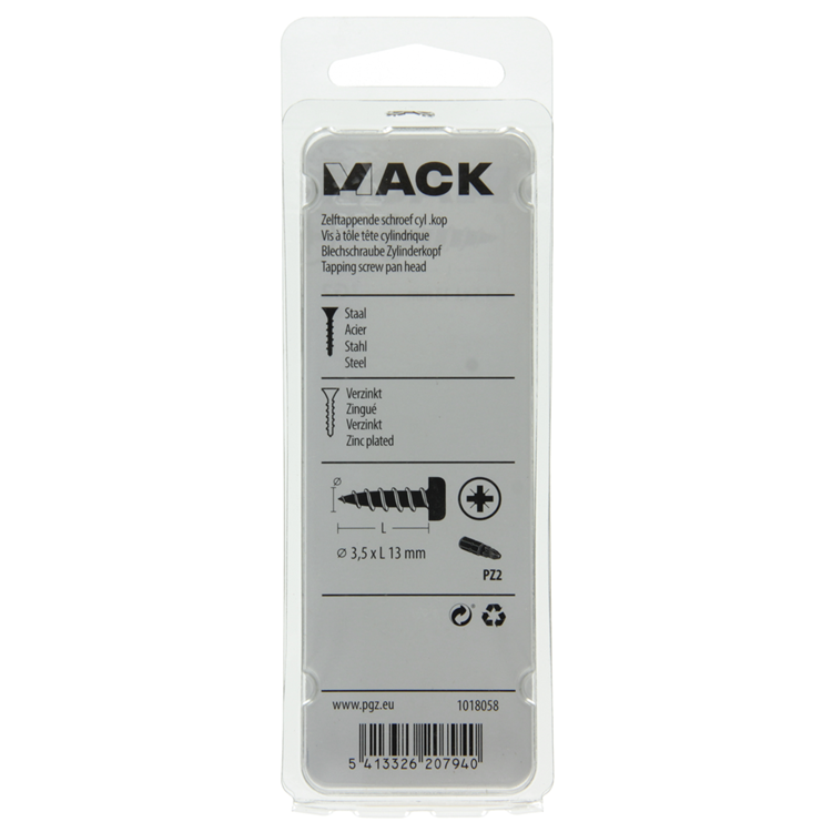 Mack 1018058 - zelftappende schroef cylkop verz. 78 st 3,5 x 13 mm | 10 stuks