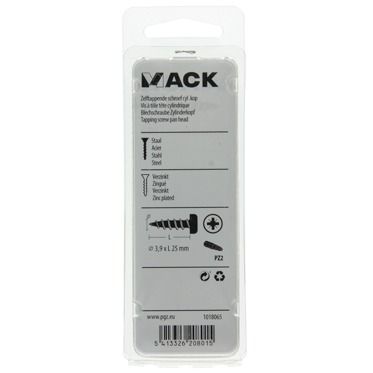 Mack 1018065 - zelftappende schroef cylkop verz. 48 st 3,9 x 25 mm | 5 stuks