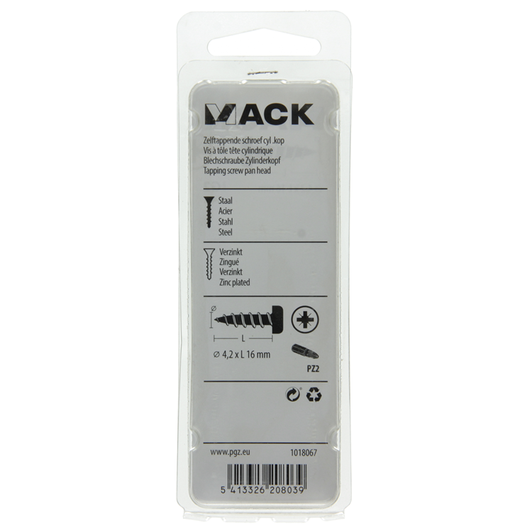 Mack 1018067 - zelftappende schroef cylkop verz. 54 st 4,2 x 16 mm | 5 stuks