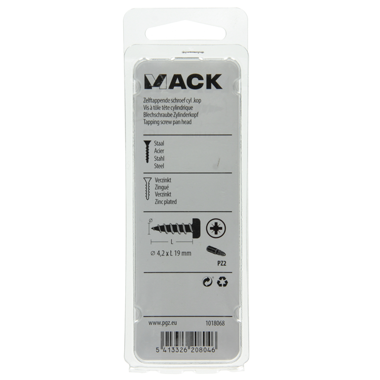 Mack 1018068 - zelftappende schroef cylkop verz. 48 st 4,2 x 19 mm | 5 stuks