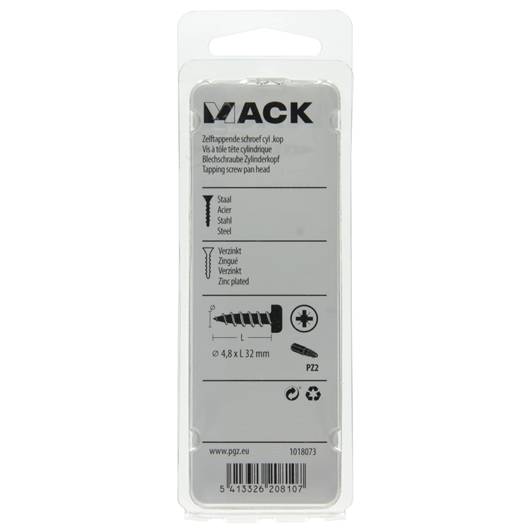 Mack 1018073 - zelftappende schroef cylkop verz. 28 st 4,8 x 32 mm | 5 stuks