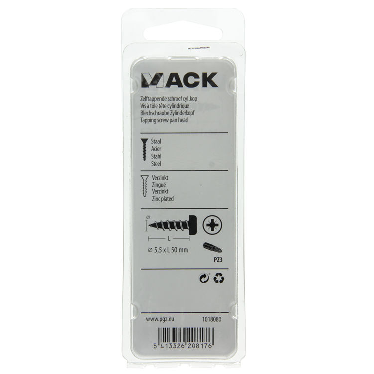 Mack 1018080 - zelftappende schroef cylkop verz. 13 st 5,5 x 50 mm | 5 stuks