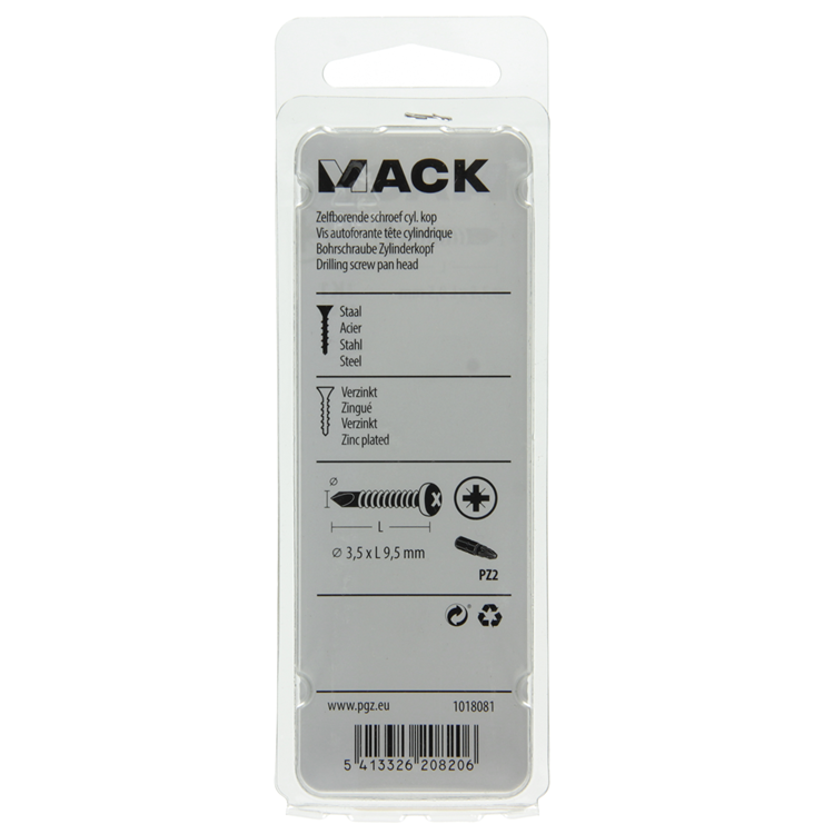 Mack 1018081 - zelfborende schroef cylkop verz.120st 3,5 x 9,5 mm | 5 stuks