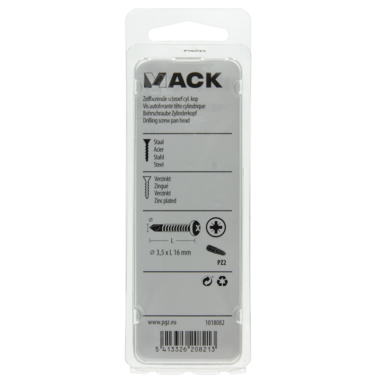 Mack 1018082 - zelfborende schroef cylkop verz.105st 3,5 x 16 mm | 5 stuks