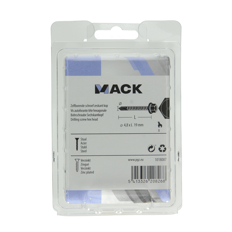 Mack 1018087 - zelfborende schroef zesk. kop verz. 65st 4,8 x 19 mm | 5 stuks