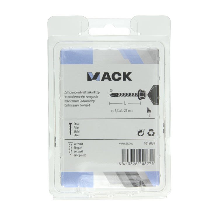 Mack 1018088 - zelfborende schroef zesk.kop verz. 45st 6,3 x 25 mm | 5 stuks