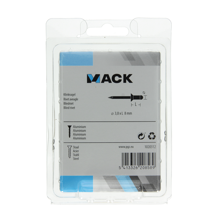Mack 1020312 - 120 blindnieten alu 3,2x8mm | 5 stuks