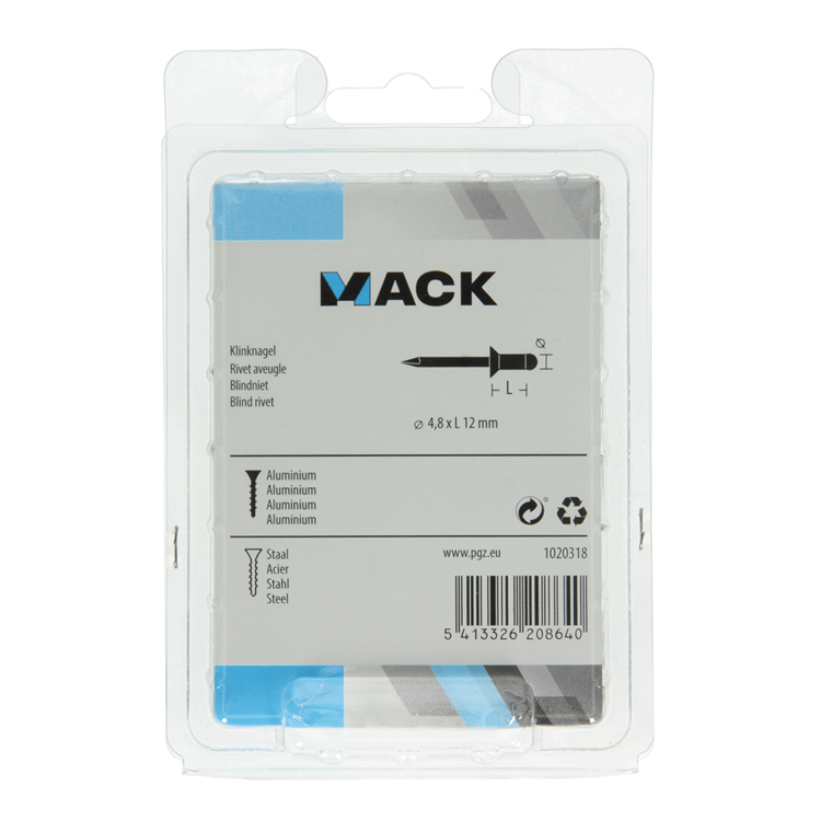 Mack 1020318 - 70 blindnieten alu 4,8x12mm | 5 stuks