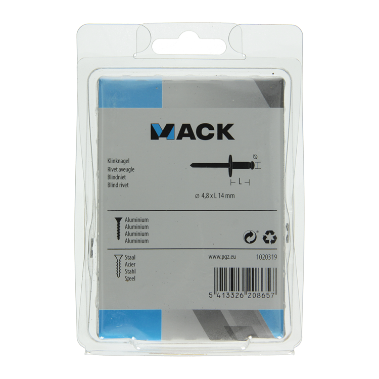 Mack 1020319 - 50 blindnieten alu brede kop 4,8x14mm | 3 stuks